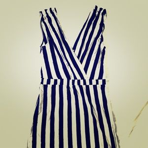 Navy-white vertical stripe dress